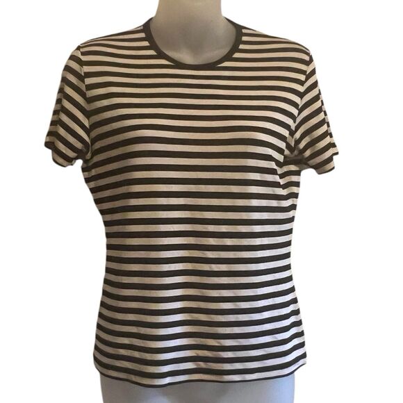 Banana Republic Black Beige Striped Fitted Tee Small Vintage Portugal Y2K - Picture 6 of 7
